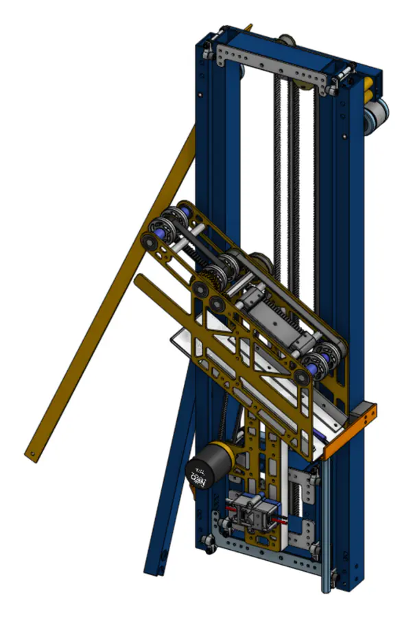 CAD model of the elevator and end effector, retracted
